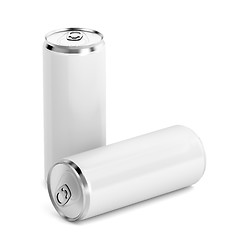 Image showing Two white beverage cans