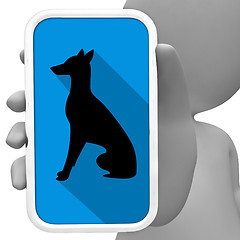 Image showing Dogs Online Indicates Mobile Phone And Canines 3d Rendering