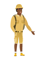 Image showing African-american traveler with hand in his pocket.