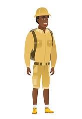 Image showing Young african-american happy traveler.