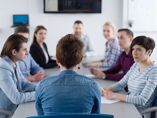 Image showing Business Team At A Meeting at modern office building