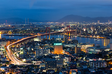 Image showing Fukuoka skyline at night
