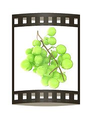 Image showing Healthy fruits Green wine grapes isolated white background. Bunc