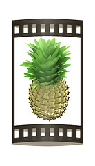 Image showing pineapple.3d illustration. The film strip.
