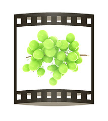 Image showing Healthy fruits Green wine grapes isolated white background. Bunc