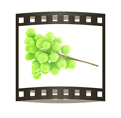 Image showing Healthy fruits Green wine grapes isolated white background. Bunc