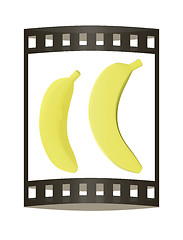 Image showing bananas. 3d illustration. The film strip.