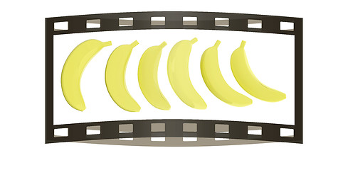 Image showing bananas. 3d illustration. The film strip.