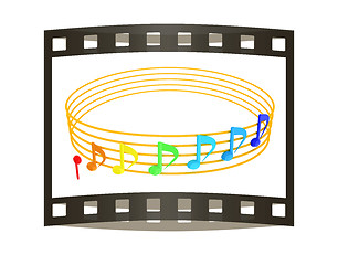 Image showing Various music notes on stave. Colorfull 3d. 3D illustration. The