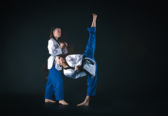 Image showing The karate girl with black belt