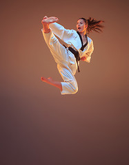 Image showing The karate girl with black belt