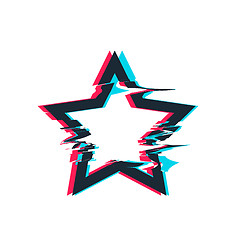 Image showing Glitch distortion frame. Vector star illustration