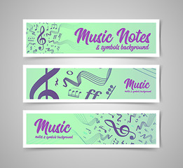 Image showing Musical staves vector illustration with music notes and symbols