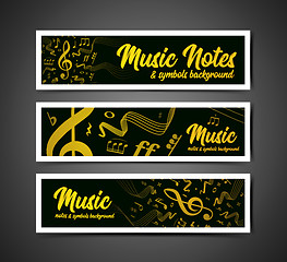 Image showing Musical staves vector illustration with music notes and symbols