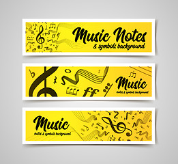 Image showing Musical staves vector illustration with music notes and symbols