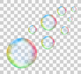 Image showing Rainbow soap bubble on a transparent background. Vector illustration