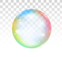 Image showing Rainbow soap bubble on a transparent background. Vector illustration