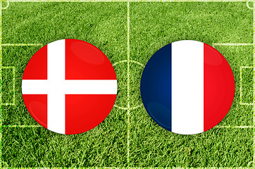 Image showing Denmark vs France football match