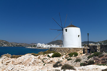 Image showing Traditional greek windmill on paros island