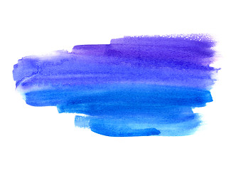 Image showing Bright blue watercolor blot on white background