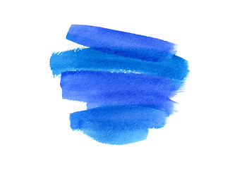 Image showing Bright blue watercolor blot on white background