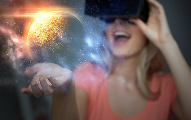 Image showing woman in virtual reality headset or 3d glasses