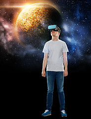 Image showing man in virtual reality headset or 3d glasses