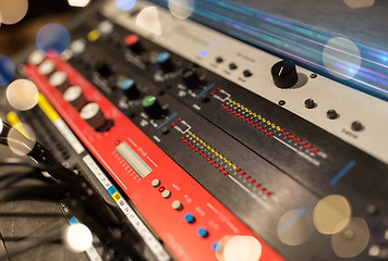 Image showing close up of music mixing console