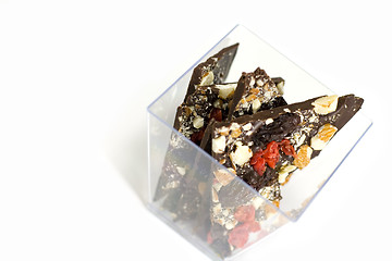 Image showing glass bowl full of chocolate slices