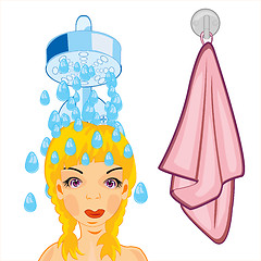 Image showing Girl takes shower