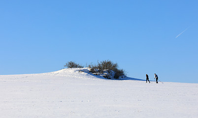 Image showing unidentified skier on the horizon winter landscape