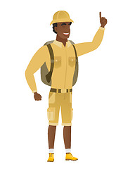 Image showing African traveler pointing with his forefinger.