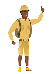 Image showing African traveler pointing with his forefinger.