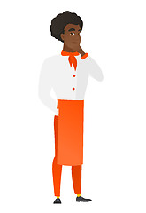 Image showing African-american chef cook thinking.