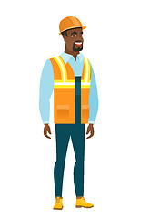 Image showing Young african-american happy builder.