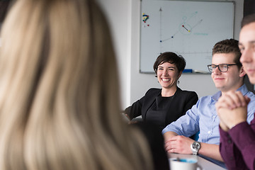 Image showing Group of young people meeting in startup office