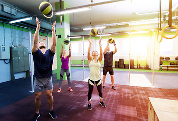 Image showing group of people with medicine ball training in gym