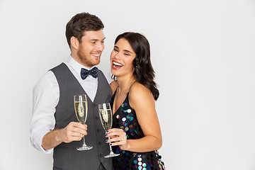 Image showing happy couple with champagne glasses at party