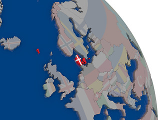 Image showing Denmark with flag on globe