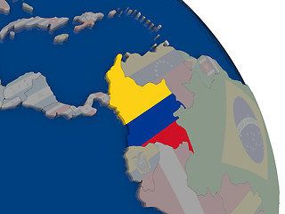 Image showing Colombia with flag on globe