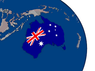 Image showing Australia with flag on globe