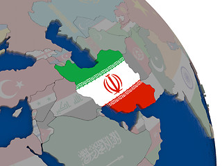 Image showing Iran with flag on globe