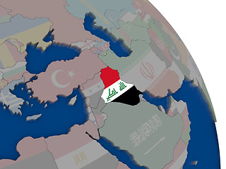 Image showing Iraq with flag on globe