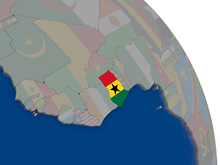 Image showing Ghana with flag on globe