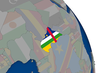 Image showing Central Africa with flag on globe