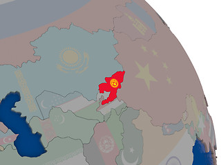 Image showing Kyrgyzstan with flag on globe