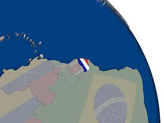 Image showing French Guiana with flag on globe