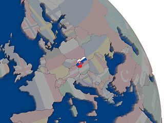 Image showing Slovakia with flag on globe