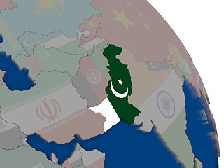 Image showing Pakistan with flag on globe