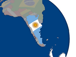 Image showing Argentina with flag on globe